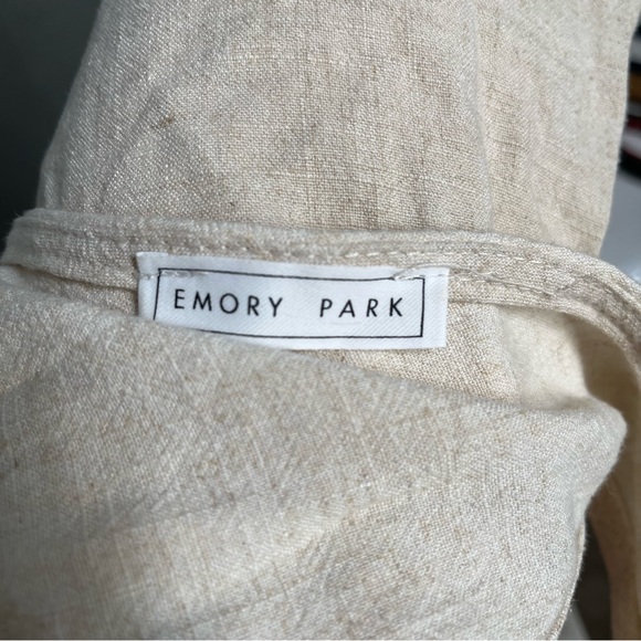 Emory Park Sleeveless Knot Woven Cream Linen Jumpsuit Large Resortwear - Picture 5 of 9